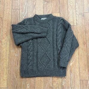 Vintage Nuevo Americana Gray Cable Knit 100% Wool Sweater - Sz S-M